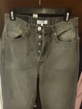 NWOT Womens Re/Done Charcoal Gray High-Rise Jeans Button Fly Size 27